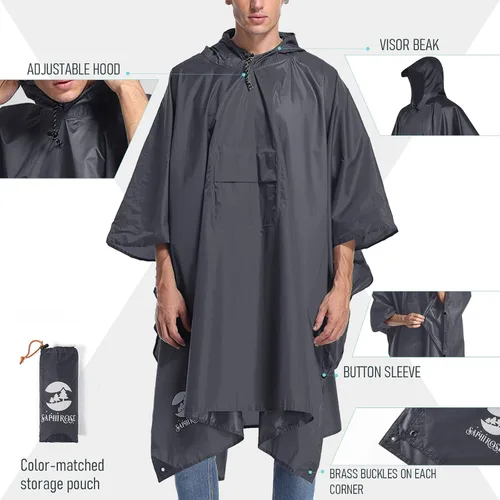 Vista 4 de Impermeable con capucha estilo poncho, para hombres y mujeres