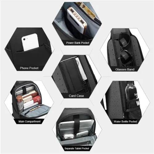 Vista 4 de Eurcool Bolsa de hombro para hombre, bolsa de mensajero pequeña, repelente al agua, bolsa cruzada para el pecho, para correr, senderismo, ciclismo