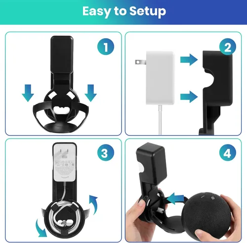 Vista 6 de Soporte de pared para Echo Dot 5ª generación (versión 2022), colgador de salida para Echo Dot de 5ª y 4ª generación, accesorios Dot 5 que ahorran