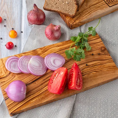 Vista 3 de Forest Decor Tabla de cortar de madera de olivo, tabla de cortar de cocina de madera sostenible natural para carne, pan, verduras, pequeña tabla