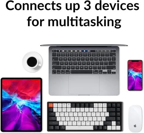 Vista 5 de Keychron K2 75% Layout 84 teclas Bluetooth intercambiable en caliente Teclado mecánicoUSB inalámbrico con interruptor súper rojoteclas PBT de doble