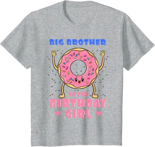 Vista 55 de Big Brother Of The Birthday Girl Donut Bday Party Bro Sib Camiseta, Negro, S
