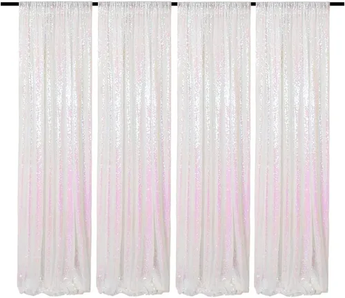 Vista 22 de Cortinas de Fondo de Lentejuelas Negras Cortinas Brillantes con Purpurina 2FTx8FT 2 Paneles para Decoraciones de Bodas Fiestas de Cumpleaños