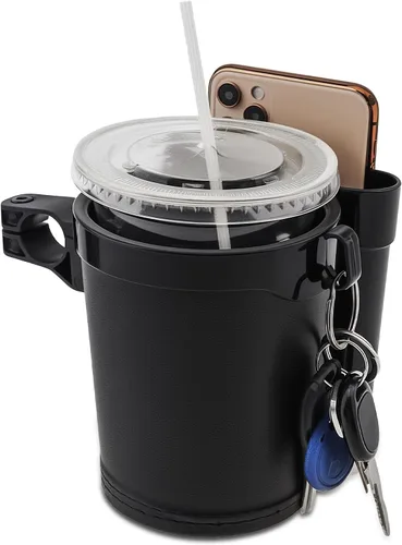 Vista 11 de Portavasos para bicicleta 3 en 1 con gancho para llaves de teléfono celular, soporte universal para botella de agua para caminante/silla de Beige