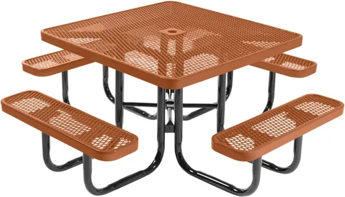 Vista 95 de COATEDOUTDOORFURNITURE Mesa de picnic cuadrada de 46 pulgadas, expandida, color negro