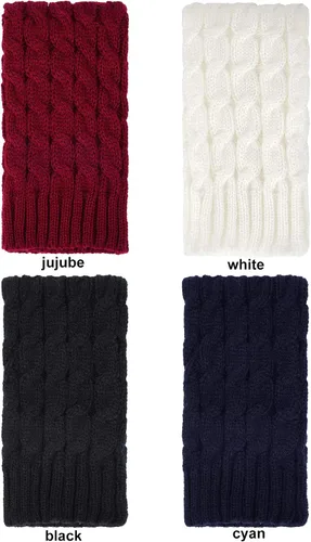 Vista 2 de Geyoga 4 pares de calentadores de piernas para mujeres y niñas, calentadores de piernas largas de invierno de punto trenzado para botas de ganchillo