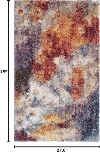 Vista 2 de SAFAVIEH Gypsy Shag Collection - Alfombra decorativa de 2 pies 3 pulgadas x 4 pies, color óxido y marfil, diseño abstracto, no desprende pelusa