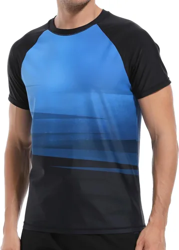 Vista 2 de VAYAGER Camisetas de natación para hombre con protección UPF 50+, de secado rápido, ajuste holgado, para surf acuático