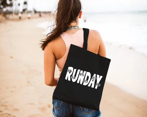 Vista 5 de Runday - Bolsa de lona para mujer, estética, para correr, reutilizable, para comestibles, de hombro, para compras, regalos para corredores