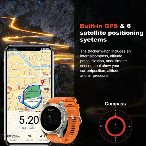 Vista 7 de Reloj inteligente para hombres con GPS Fitness: 1.43 "AMOLED Militar Hacer respuesta llamada Correr Relojes digitales para hombre Impermeable