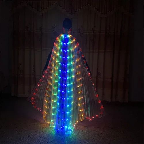 Vista 2 de TOPINCN Alas de mariposa iluminadas LED de ISIS, alas luminosas de danza del vientre, disfraces para actuaciones escénicas, fiestas (de colores)