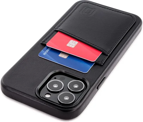 Vista 10 de Dockem Funda de piel auténtica para iPhone 13 con placa de metal integrada para montaje magnético, cartera cosida con 2 soportes para tarjetas