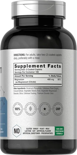 Vista 2 de Horbäach Citrato de magnesio 400 mg 200 comprimidos Suplemento vegetariano, sin OMG y sin gluten