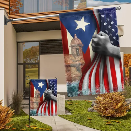 Vista 7 de Banderas de Puerto Rico – Bandera estadounidense puertorriqueña – Bandera de jardín de 12 x 18 pulgadas, decoración para exteriores, lona resistente