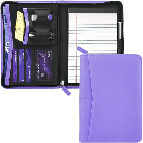 Vista 10 de Organizador de Portafolio Pequeño, Portafolio de Negocios A5 con Cremallera, Carpeta Padfolio Junior para Mujeres y Hombres, Bloc de Escritura de 5