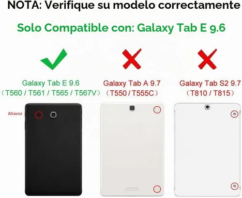 Vista 2 de Fintie Funda tipo libro para Samsung Galaxy Tab E 9.6 2015, flor