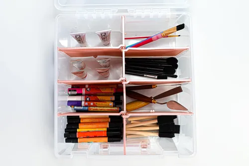 Vista 4 de ArtBin 6990RK Super Semibolsa Doble Profunda, Organizador Portátil de Arte y Manualidades con Asa, [1] Estuche de Almacenamiento de Plástico Acentos