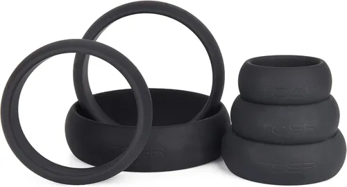 Vista 4 de Autofor Super elástico de silicona negro anillo para pene, transparente