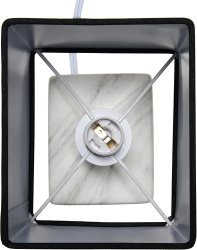 Vista 6 de Simple Designs LT2071-WOB - Mini lámpara de mesa blanca gris jaspeada de cerámica con pantalla negra para mesita de noche
