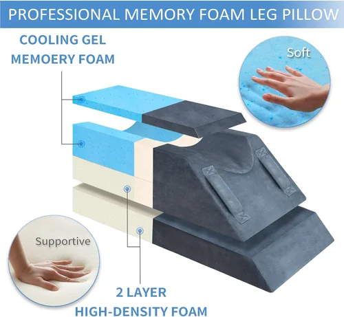 Vista 2 de KingPavonini Almohadas de elevación de piernas ajustables de 4 alturas para después de una cirugía, lesiones o descanso, almohadas de espuma