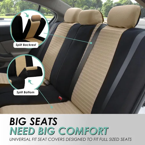 Vista 4 de FH Group Fundas de asiento de automóvil 3D de malla de aire con elegancia moderna, compatibles con bolsa de aire y listas para separar, juego