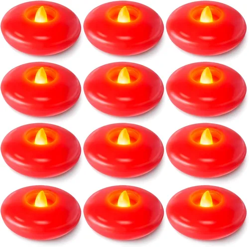 Vista 18 de Homemory Paquete de 6 velas flotantes LED sin llama de 3", 200 horas de duración con pilas, luces de té parpadeantes impermeables para jarrones