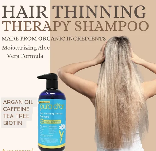 Vista 2 de Pura D'or Champú terapéutico para adelgazamiento del cabello, 16 onzas, paquete de 2