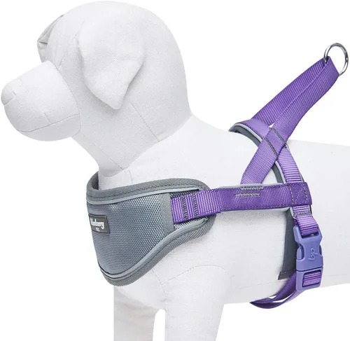 Vista 3 de Blueberry Pet Arnés morado para perro, tamaño mediano, arnés para perros pequeños, arnés para cachorros, chaleco de nailon reflectante, ajustable