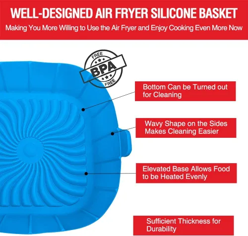 Vista 7 de Forros de silicona para freidora de aire para freidoras pequeñas de aire de 2 a 3 QT, olla de cesta y tazón de silicona reutilizable antiadherente