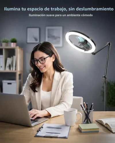 Vista 3 de UBeesize - Trípode de luz de anillo de 12 pulgadas para iPhone, soporte de teléfono superior de 75 pulgadas de alto