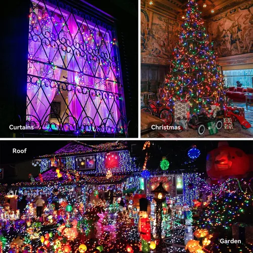 Vista 6 de ITICdecor Guirnalda de luces de Navidad de 33 pies, 100 LED, impermeable, funciona con pilas, 8 modos de luces decorativas para interiores