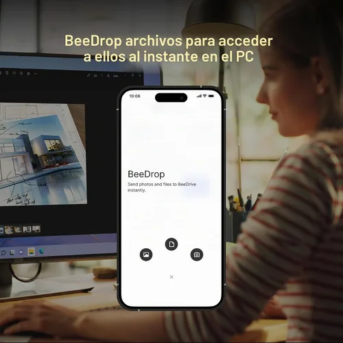Vista 5 de Synology BeeDrive 1TB │ Copia de seguridad simultánea de archivos de Windows y fotos de iOS/Android │ Transfiere archivos de teléfono inteligente a