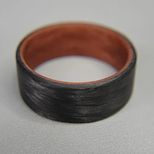 Vista 6 de Handmade Ring Band - Men's or Women's Carbon Fiber Ring with Copper Composite Interior, Matte Finish, Flat Black Band, Durable, Waterproof, Sizes