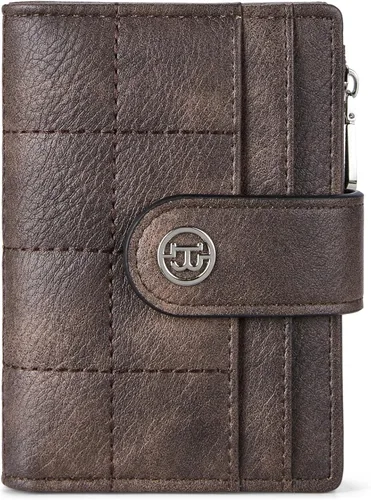Vista 17 de BOSTANTEN - Cartera pequeña para mujer de cuero con bloqueo RFID, tarjetero plegable compacto con cremallera y bolsillo para monedas, Pequeña Beige
