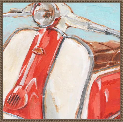 Vista 17 de Amanti Art Framed Canvas Wall Art 16x16 Retro Scooter II by Ethan Harper, Framed Wall Art Canvas, Transportation Artwork, Traditional Decor, Small