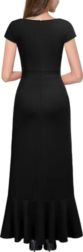Vista 2 de Miusol Vestido largo de fiesta de dama de honor con cuello en V vintage para mujer