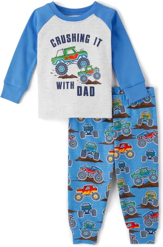 Vista 16 de The Children's Place - Conjunto de pijama de manga larga con botones para bebé niño, ajustado, 100% algodón, 2 piezas