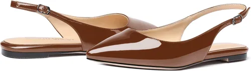 Vista 6 de Women's Slingback Office Patent Pointed Toe Flats Sandals Casual Dress Shoes