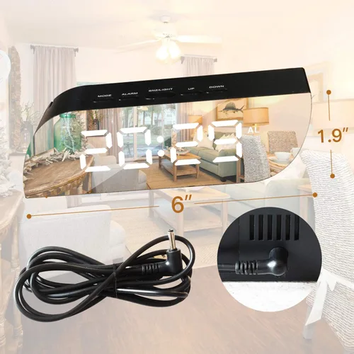 Vista 2 de Betus Reloj despertador digital estético, superficie de espejo, modo nocturno con atenuación, pantalla LED de dígitos grandes, fácil repetición