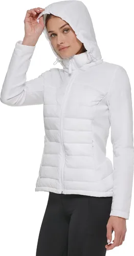 Vista 4 de Calvin Klein Paneles laterales ligeros de buceo para mujer con capucha y bolsillos con cremallera