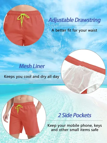 Vista 5 de TACVASEN Men's Summer Swim Trunks Quick Dry Surf Boardshorts Bathing Suit Shorts with Mesh Lining