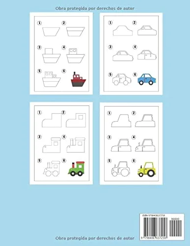 Vista 2 de Aprende A Dibujar Vehículos Para Niños Como Dibujar Vehículos Paso A Paso Coches, Camiones, Aviones y Otras Para Preescolares Libros Infantiles