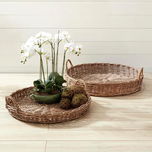 Vista 6 de Napa Home & Garden Normandy - Juego de 2 cestas redondas bajas, extra grandes, color gris