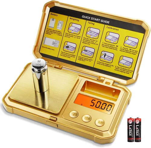Vista 11 de Báscula de bolsillo digital de Fuzion 7.05 oz/0.00 oz, báscula de gramos con pantalla LCD, tara y PCS, báscula digital mini con peso de calibración