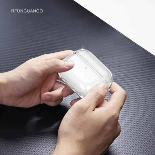 Vista 6 de RFUNGUANGO AirPods Pro Funda Transparente TPU Suave Transparente Blanco