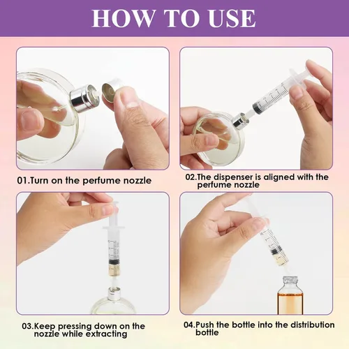 Vista 7 de Paquete de 4 unidades - Kit de decantador de extracto de jeringa de perfume de plástico de 5ml con punta de aguja de acero romo, adecuado