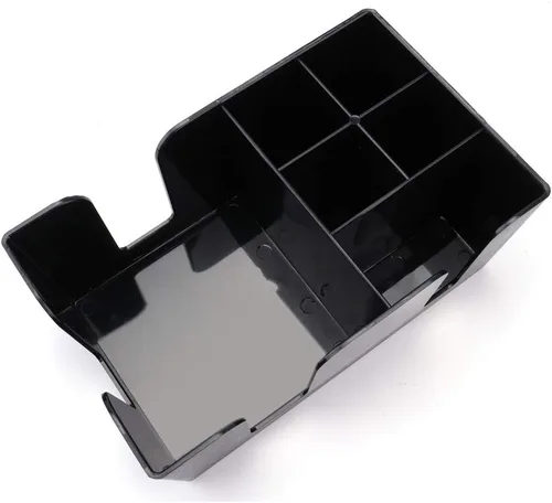 Vista 3 de Tebery Paquete de 3 barras de plástico negro con 6 compartimentos, organizador de barra recargable para servilletas, palillos de dientes, pajitas