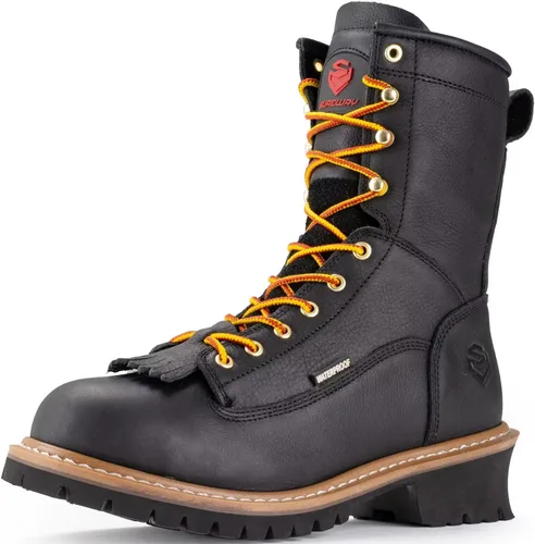 Vista 8 de SUREWAY Men's 8" Waterproof Steel-Toe Logger Work Boot,Superior Oil/Slip Resistant,Thicker Full Grain Leather,Wedge Rubber Sole,EH Rated