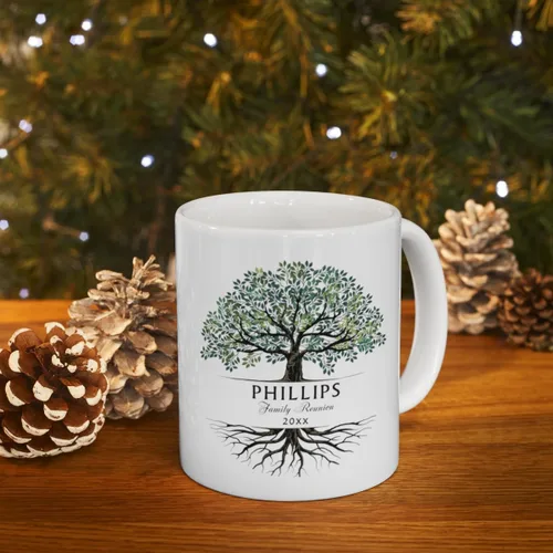 Vista 4 de Taza de reunión familiar personalizada, taza de reunión familiar, regalo la mejor idea, decoración de fiesta de reunión familiar, taza personalizada