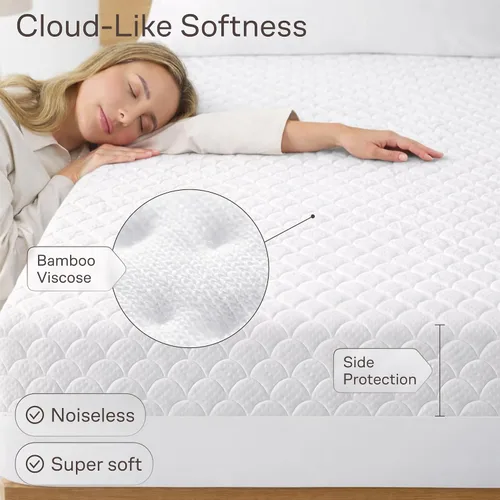 Vista 8 de Protector de colchón impermeable ultrasuave tamaño individual, bolsillo profundo de 6 a 21 pulgadas con protección de borde a prueba de fugas